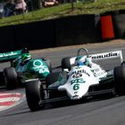 Nick Padmore (Williams FW07C) leads Martin Stretton (Tyrrell 012)